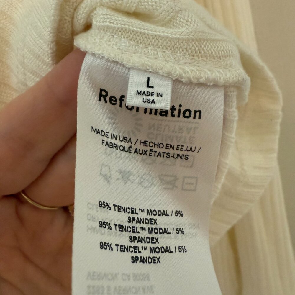 Reformation Gellar Knit Top | Ivory | size large - Picture 3 of 3